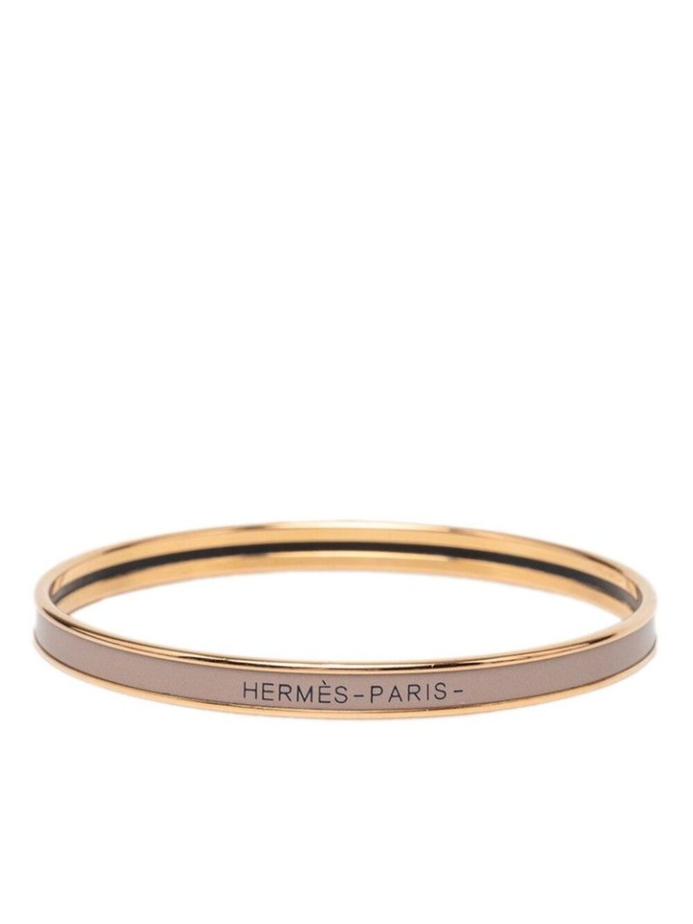 Hermes Uni XS Enamel Bracelet Bangle Beige Gold Plated